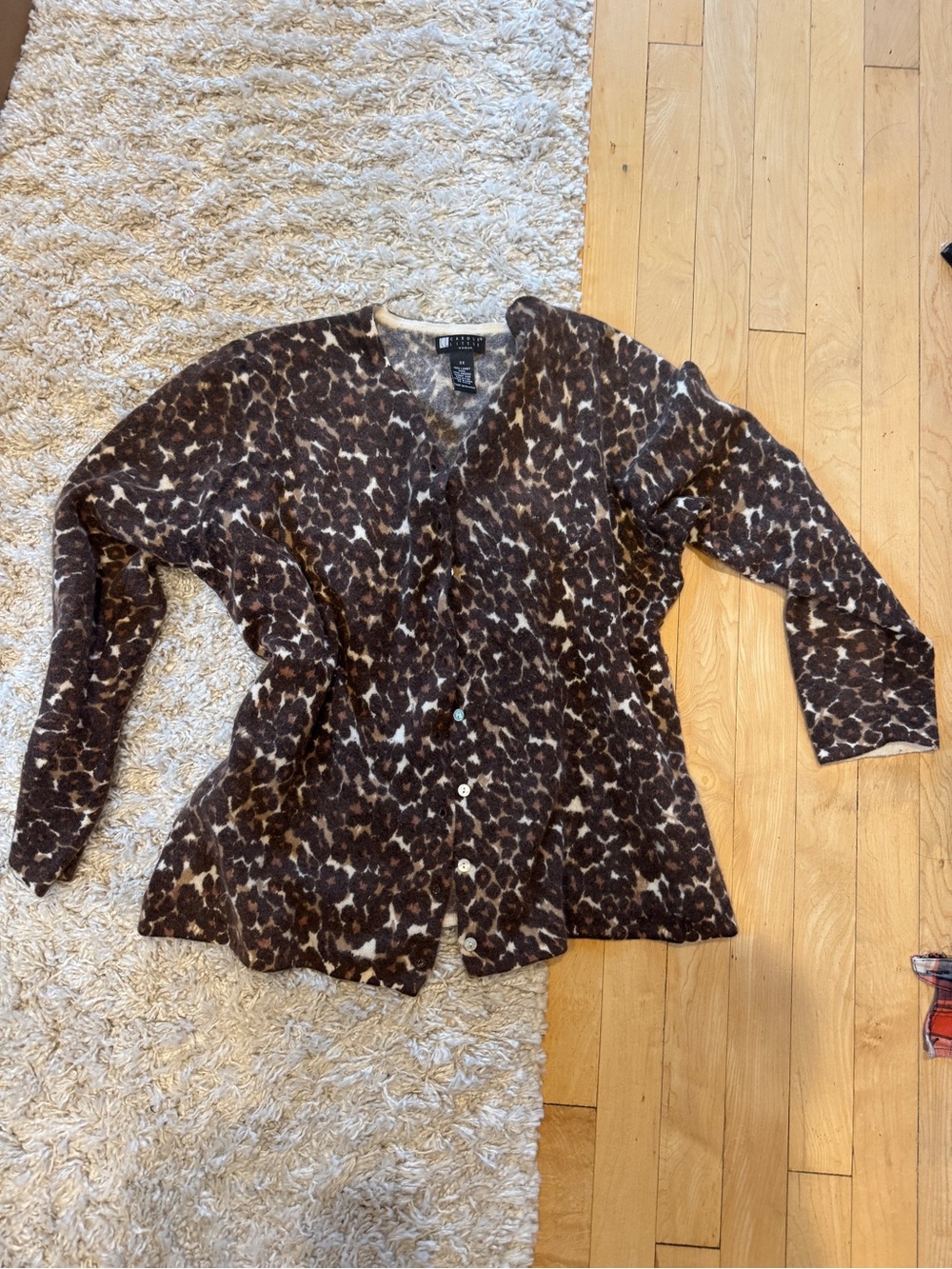 Carole Little Wool-Angora Blend Leopard Print Cardigan